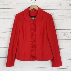 Boden | Red Ruffle Front Soho Jacket